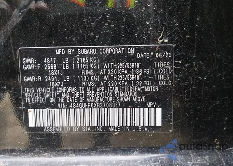 2024 Subaru Crosstrek Sport from USA, damaged, VIN 4S4GUHF6XR3708387